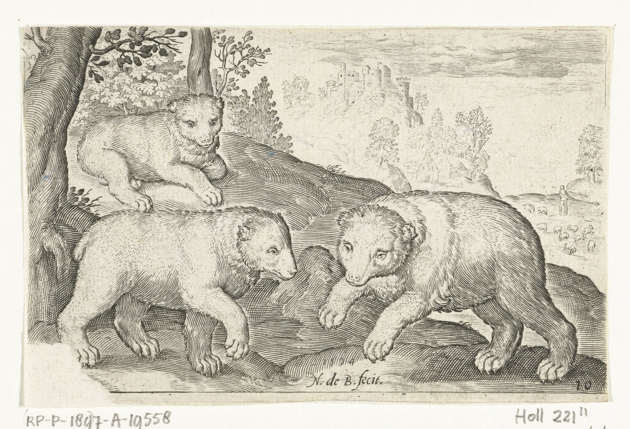 ثلاثة دببة Animalivm Qvadrvpedvm (عنوان المسلسل) الحيوانات في المناظر الطبيعية (عنوان السلسلة) بواسطة نيكولايس دي بروين