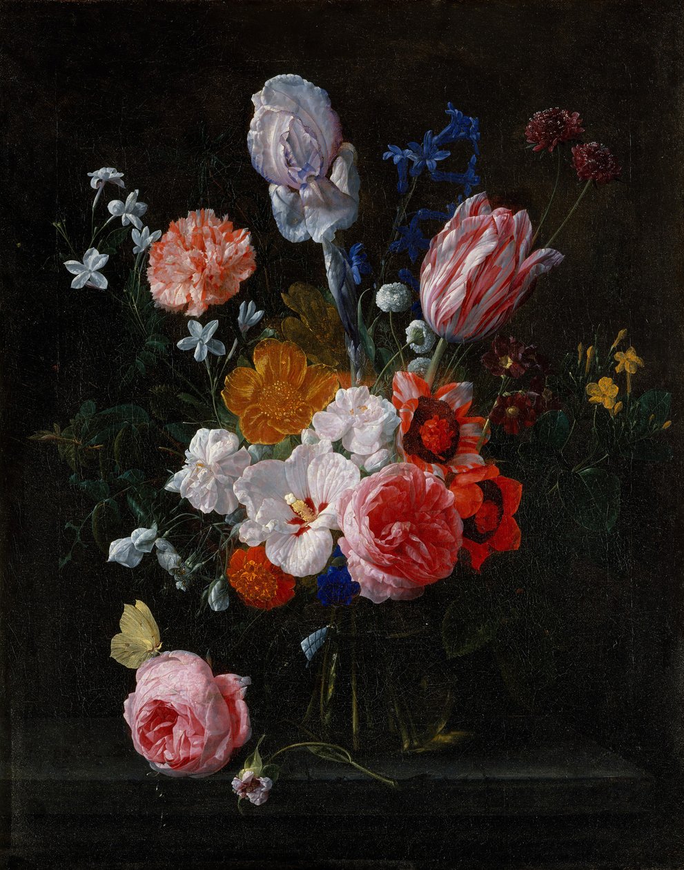 باقة زهور في مزهرية كريستال ، 1662. بواسطة Nicolaes van Veerendael