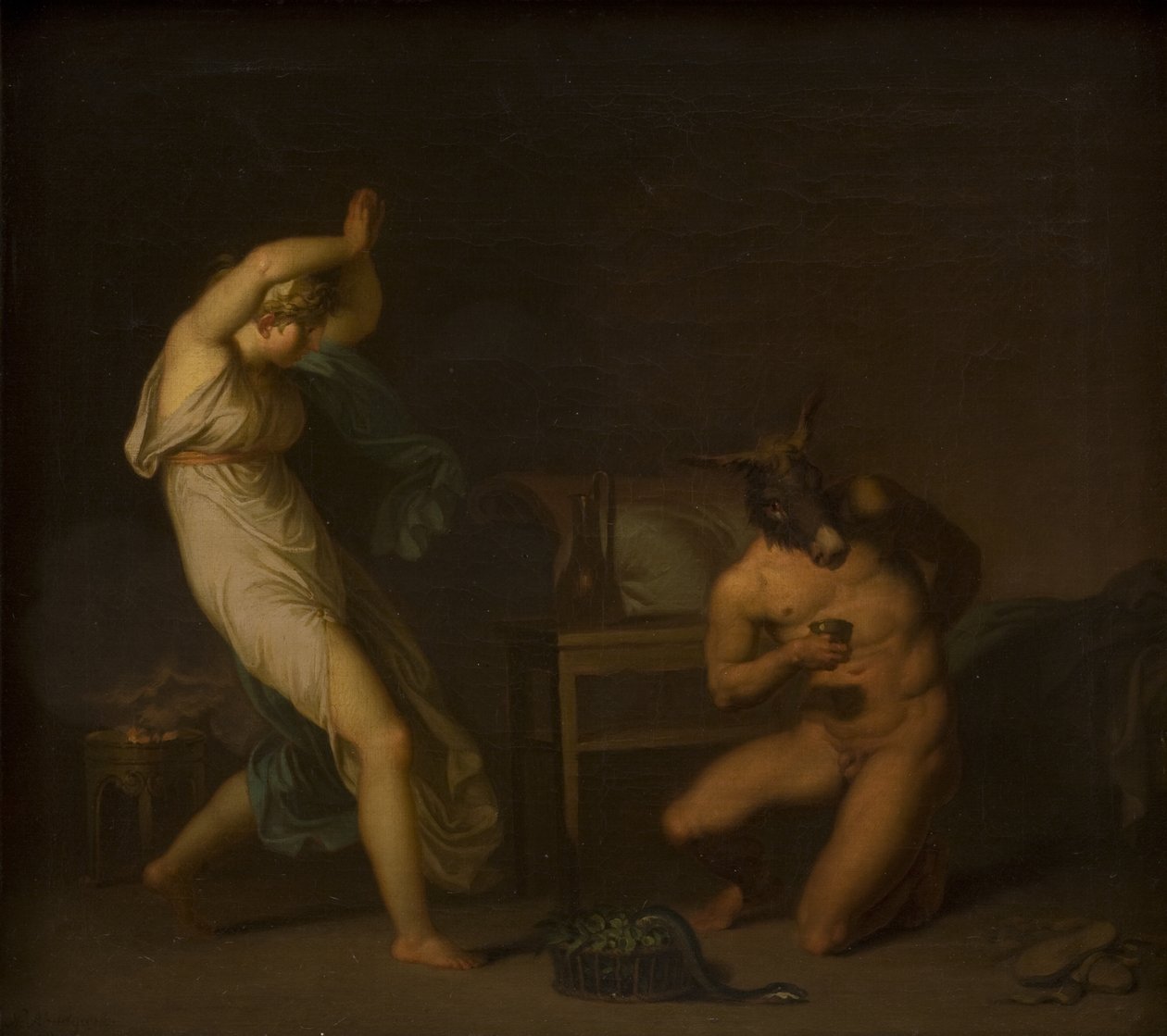ترى فوتيس أن حبيبها لوسيوس قد تحول إلى مؤخرة. الحافز من Apeleius 'The Golden Ass بواسطة نيكولاي أبراهام أبيلدغارد