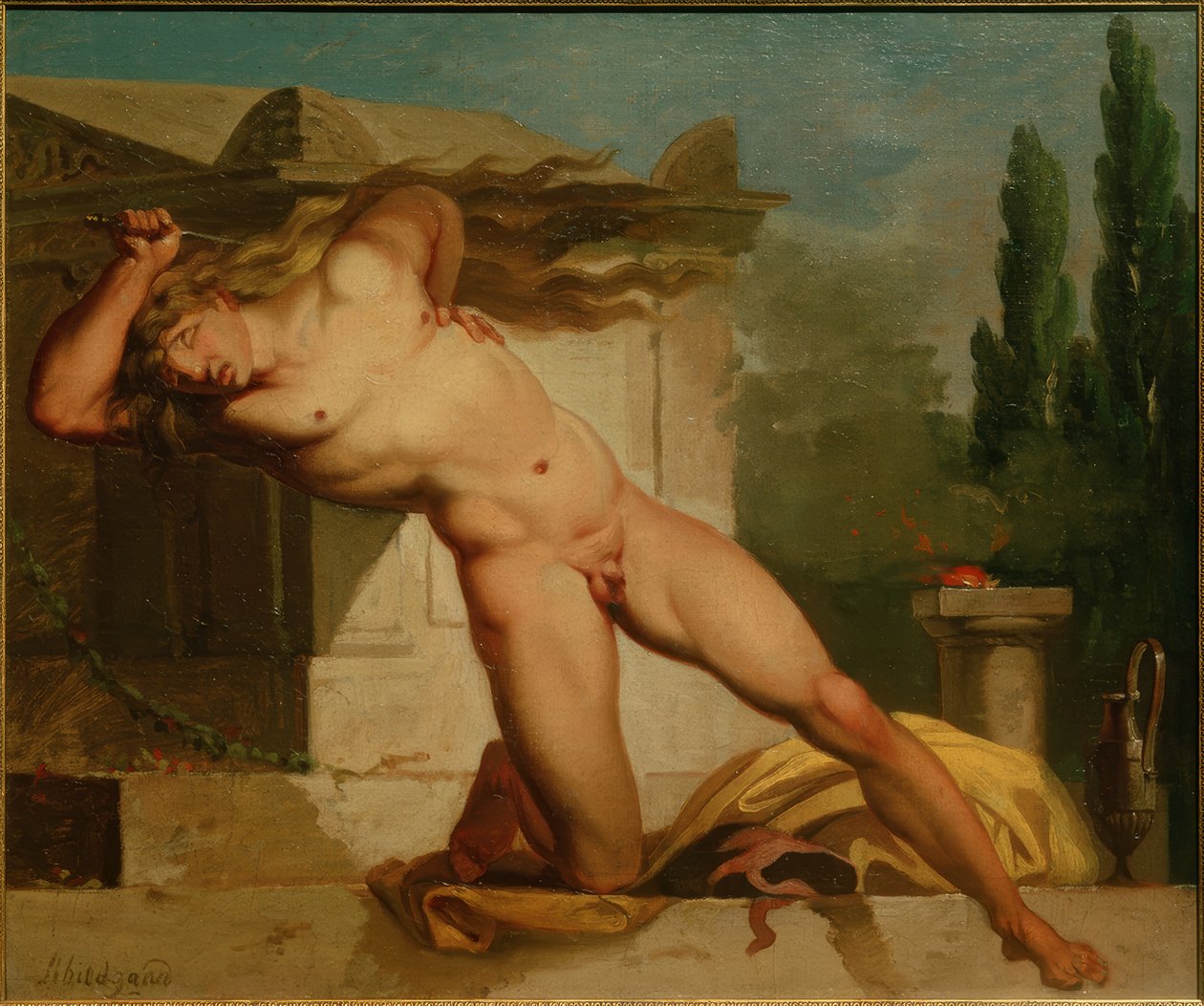 Adrastos tötet sich am Grabe von Atys بواسطة نيكولاي أبراهام أبيلغارد