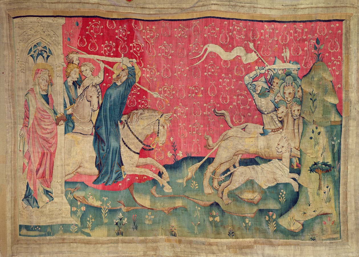 السيد المسيح يشحن الوحوش ، لا. 73 من "نهاية العالم للغضب" ، 1373-87 (نسيج) بواسطة نيكولاس باتايل