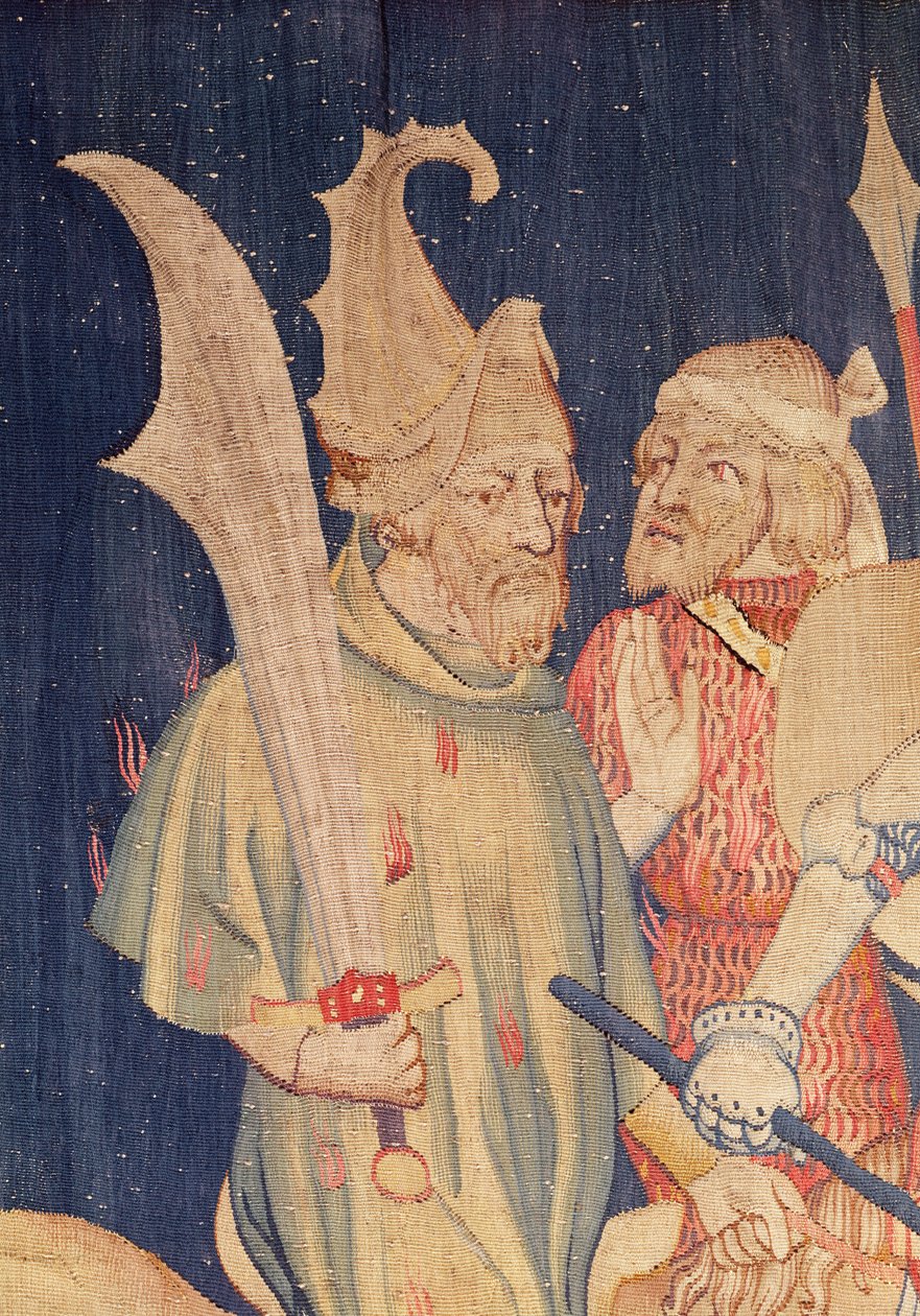 تفاصيل لسلاح الفرسان من عدد لا يحصى من الأسود ، من نسيج نهاية العالم ، 1373-87 نسيج بواسطة نيكولاس باتايل