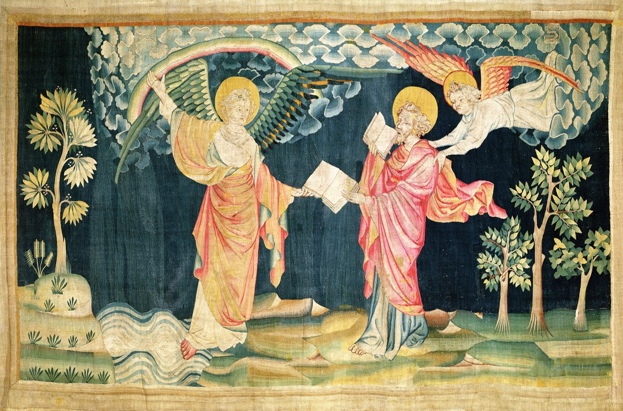 القديس يوحنا يأكل الكتاب ، لا. 28 من "نهاية العالم من أنجيه" ، 1373-87 (نسيج) بواسطة نيكولاس باتايل