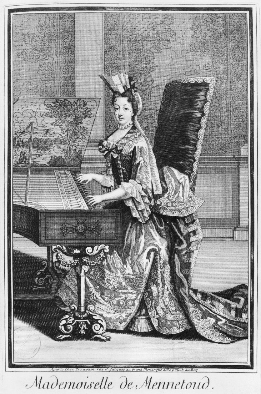 Mademoiselle de Mennetoud تعزف على القيثارة بواسطة نيكولاس بونارت