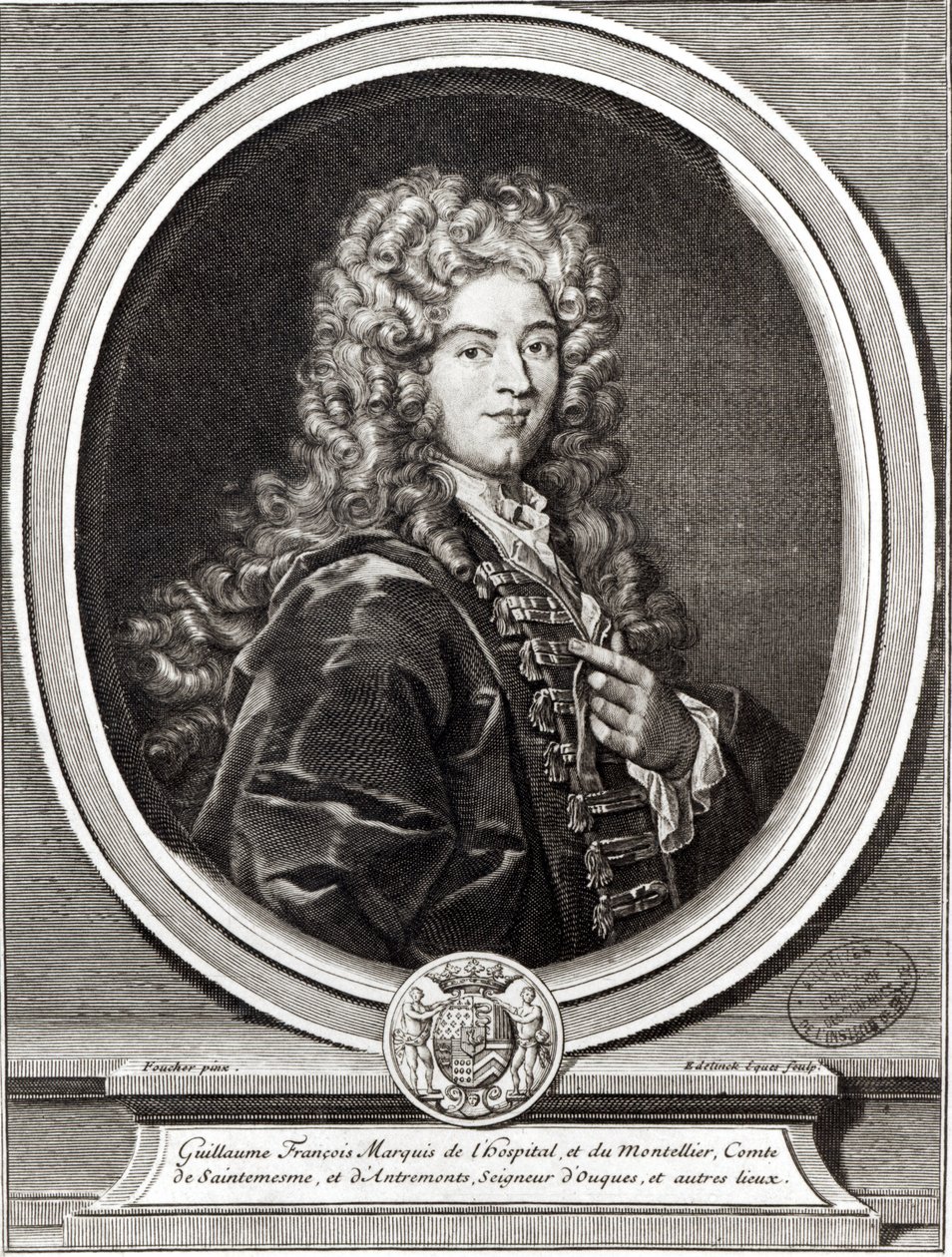 صورة لغويوم دي LHospital (1661-1704) ، نقشها جيرارد إديلينك (1640-1707) (صور من وزن الجسم) بواسطة نيكولا فوشر