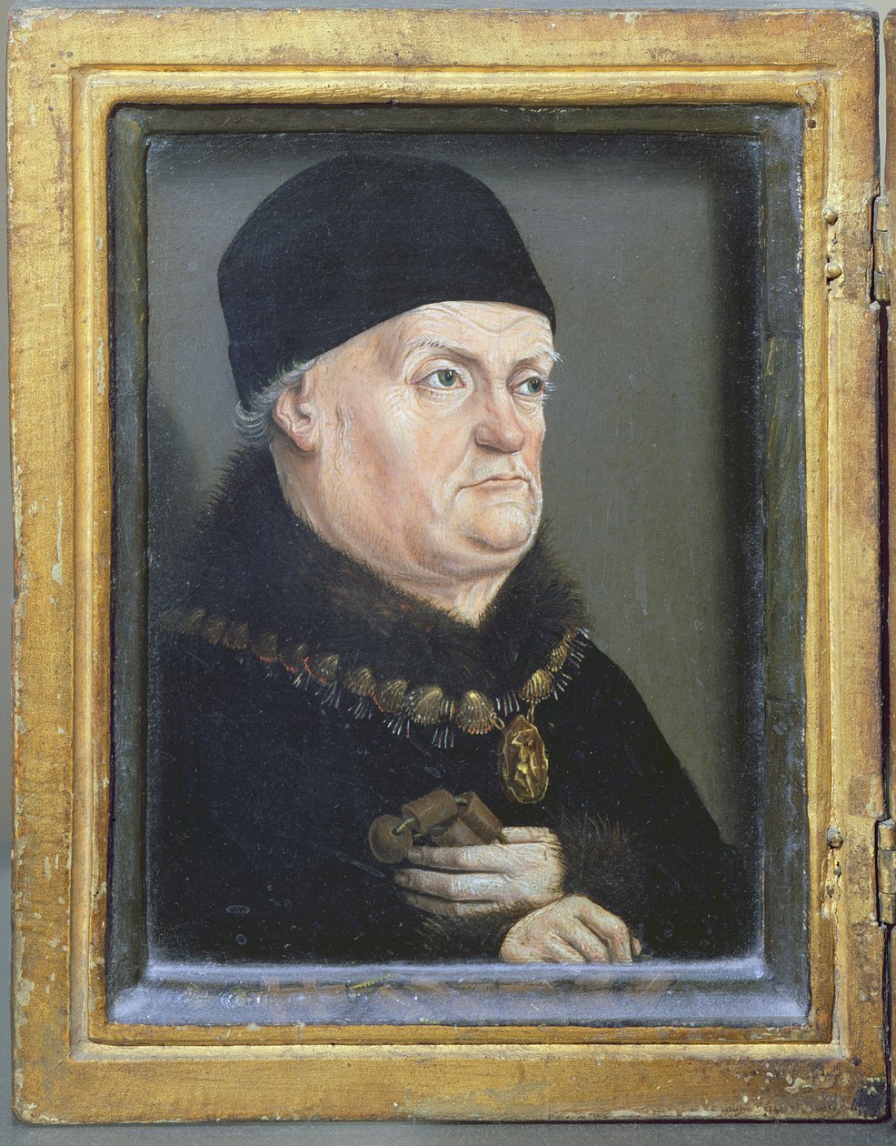 The Matheron Diptych: صورة لـ Rene I &39;The Good&39; (1409-80) دوق أنجو وزوجته جان دي لافال (ت 1498) ج 1475 (انظر أيضًا 94914-15) بواسطة نيكولاس فرومنت