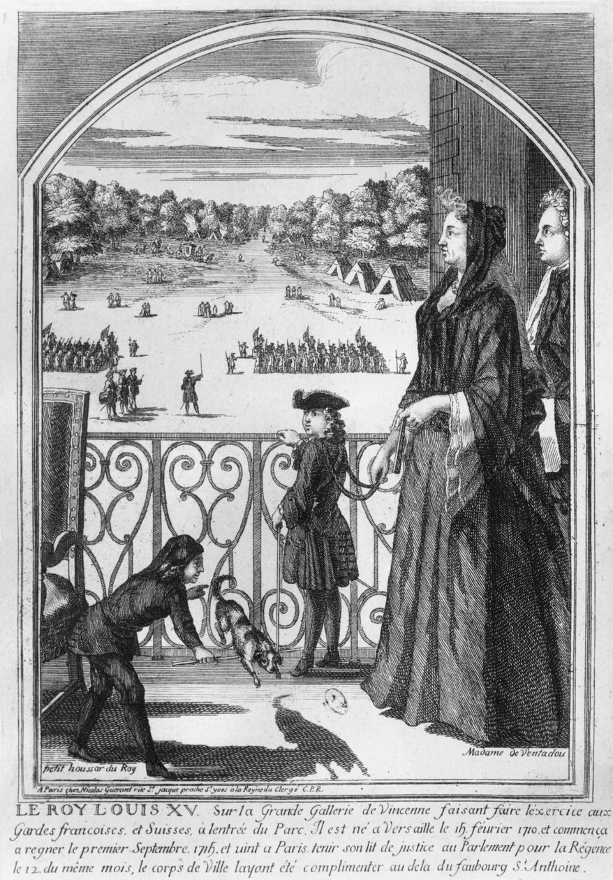 الملك لويس الخامس عشر (1710-1774) ومدام دي فينتادور في فينسينز ، 1715-1616 بواسطة نيكولاس جيرارد