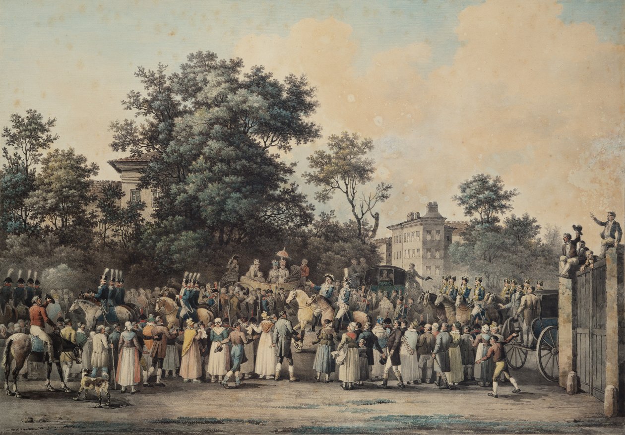 Louis-Antoine de France (1775-1844) Duc dAngouleme، at the Barriere de Vaugirard، 1814 (قلم وحبر ومرحاض على ورق) بواسطة نيكولاس جوزيف شوييرو