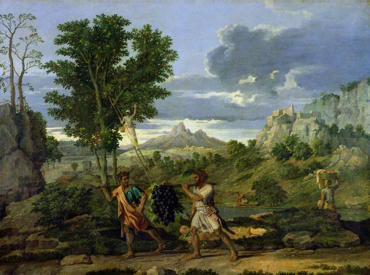 الخريف ، أو عنقود العنب المأخوذ من أرض الموعد ، 1660-64 بواسطة نيكولاس بوسين