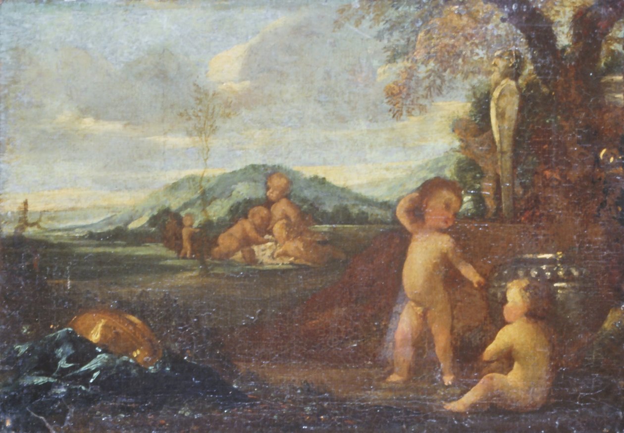 Putti في المناظر الطبيعية بواسطة نيكولاس بوسين