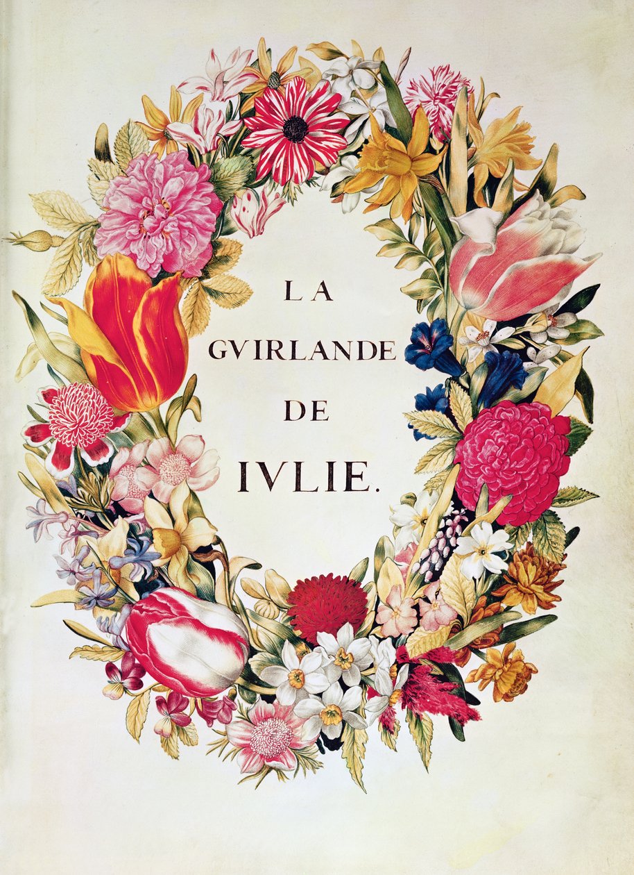 واجهة &39;La Guirlande de Julie&39; ، c.1642 (مرحاض على رق) بواسطة نيكولاس روبرت