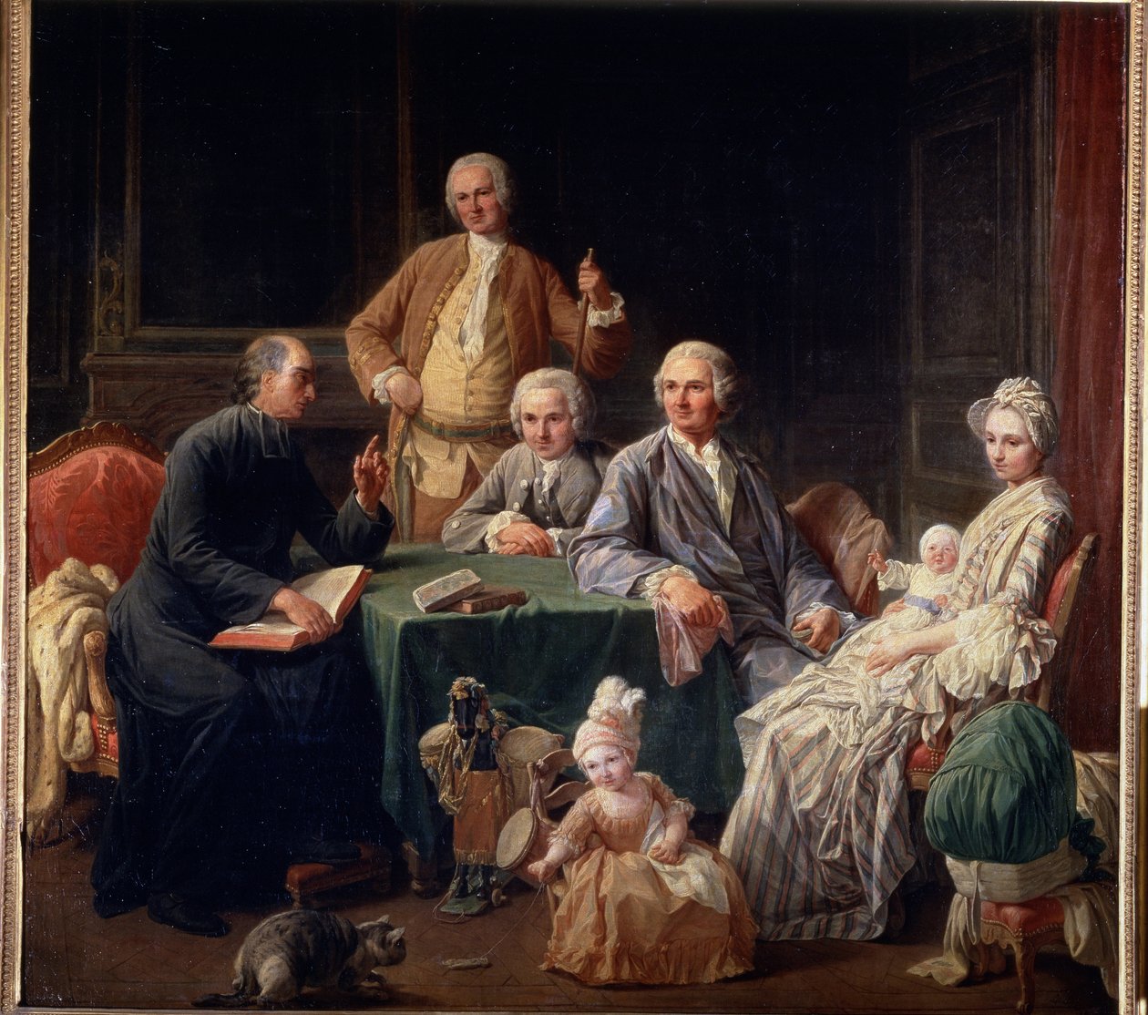 "" صورة لعائلة لوروي "" مشهد عائلي يجمع كاهنًا ، الأم مع الأبناء. لوحة نيكولاس برنارد (1735-1784) 1766-1767 قاتمة 136x147 سم متحف بوشكين ، موسكو بواسطة نيكولاس برنار ليبيسي