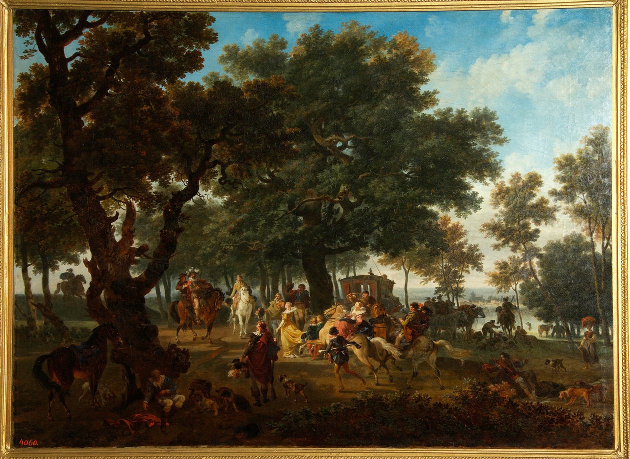 "" حفلة صيد ملك فرنسا هنري الرابع (1553-1610) وجناحه "(هنري الرابع وجناحه الصيد) لوحة رسمها نيكولا أنطوان توناي (1755-1830) بواسطة نيكولاس أنطوان توناي