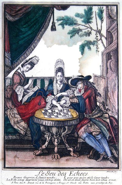 Le Jeu d'Echecs (لعبة الشطرنج) ، نهاية القرن السابع عشر (حجر ملون) بواسطة نيكولاس أرنولت