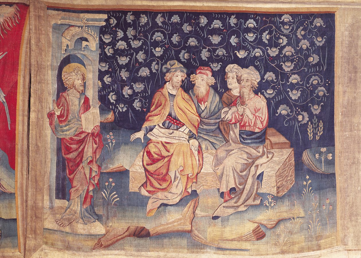 مناقشة القيامة ، رقم 76 من كتاب "نهاية العالم للغضب" ، 1373-87 (نسيج). بواسطة نيكولاس باتايل