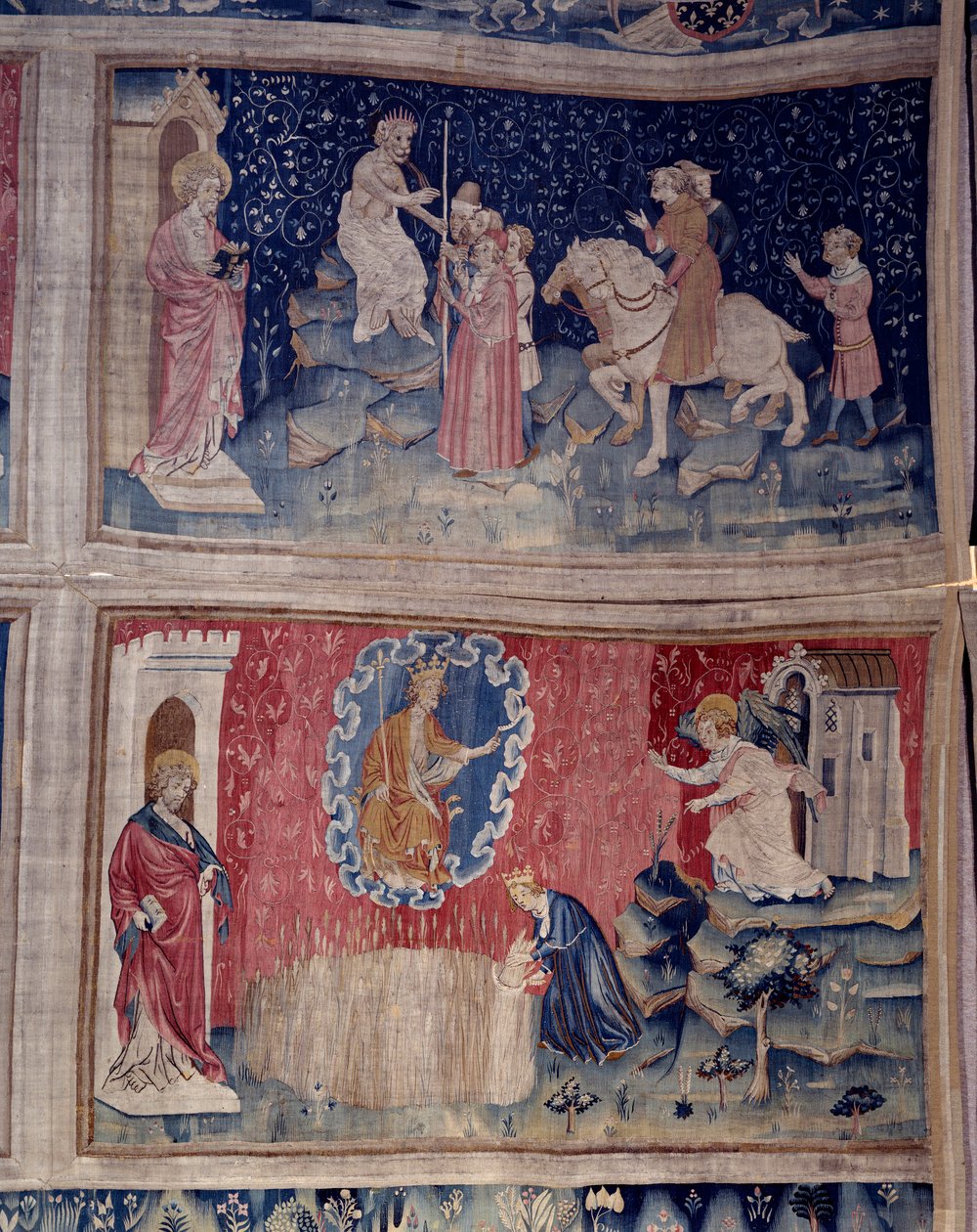 تعليق الوحي (1373-1383) ، ن. 46: تقدم Bete رقمها للجميع: 666. أدناه ، ن. 53 حصاد المنتخبين. نسيج لنيكولاس باتاي (1330-1405) بواسطة نيكولاس باتايل