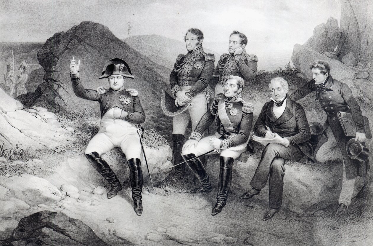 الإمبراطور نابليون الأول (1769-1821) يملي مذكراته على حالات إيمانويل لاس (1766-1842) في سانت هيلانة ، 1860 بواسطة نيكولاس أوستاش مورين