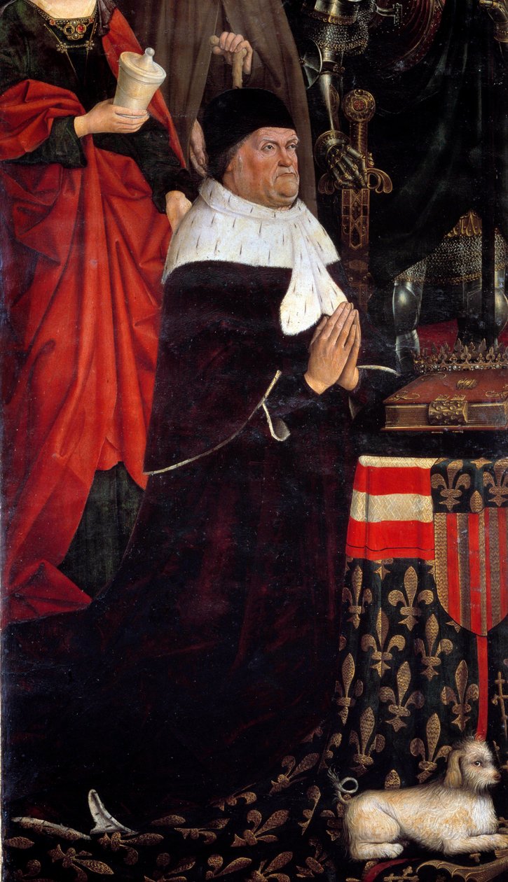 تستدعي صورة الملك رينيه ملك أنجو (1409-1480) أيضًا رينيه الأول ملك نابولي أو رينيه ملك صقلية. رسم نيكولاس فرومنت (1461-1483) 1475 متحف جرانيت إيكس أون بروفانس بواسطة نيكولاس فرومنت