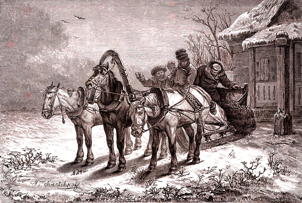 روسيا. محطة التتابع عام 1865. بيت البريد.1865 (نقش) بواسطة نيكولاس جريجوروفيتش سفيرتشكوف