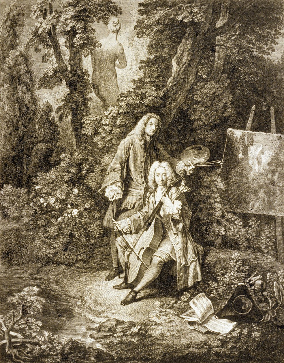 السادة من Jullienne و Watteau في حديقة بعد الرسم بواسطة Watteau بواسطة نيكولا هنري تارديو