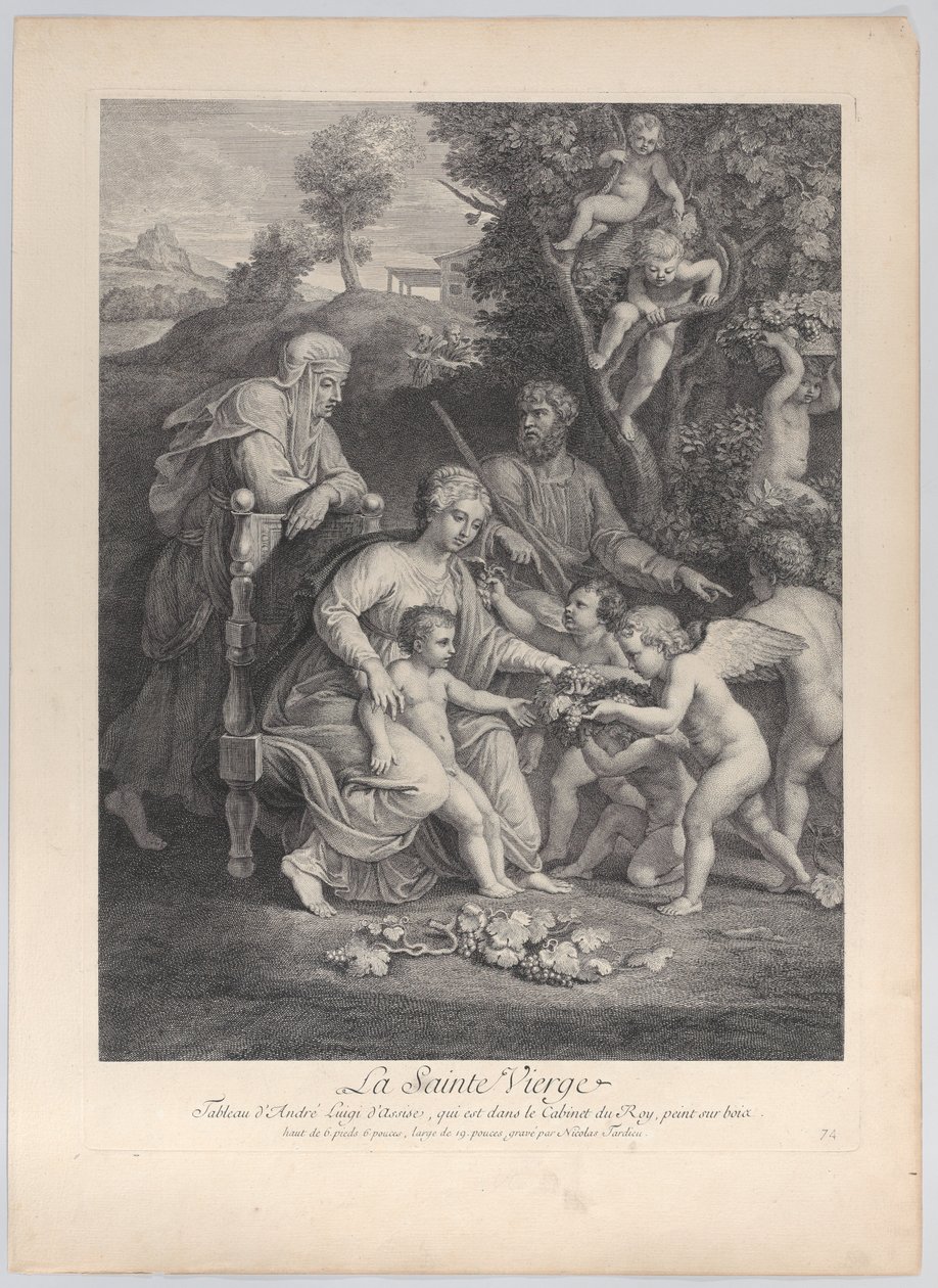 العائلة المقدسة مع القديسة اليصابات والملائكة ح. 1729. ، كاليفورنيا. 1729. بواسطة نيكولا هنري تارديو