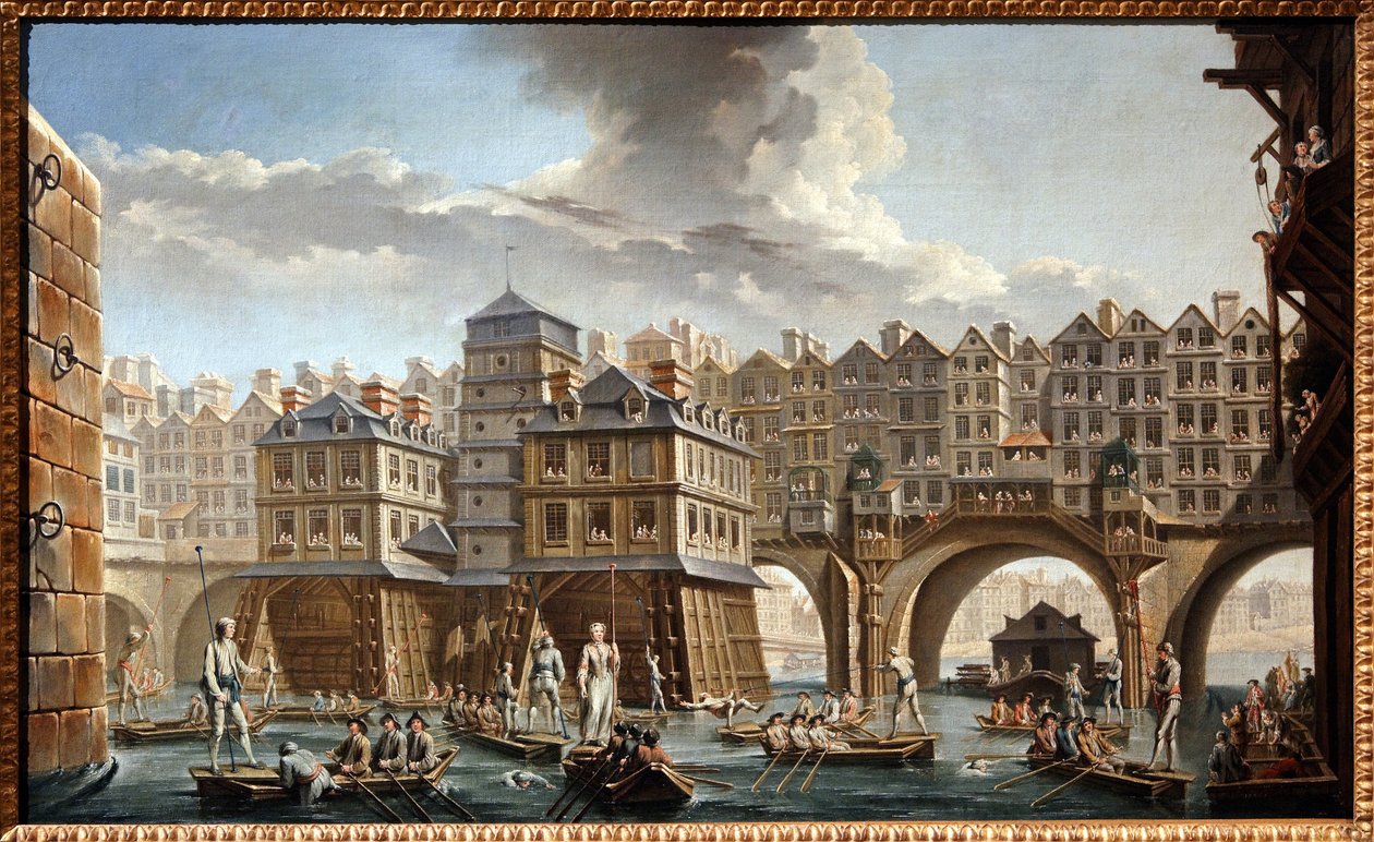 The joust of the bargemen, between the Notre Dame bridge and the Pont au Change بواسطة نيكولا وجان بابتيست راغوينت
