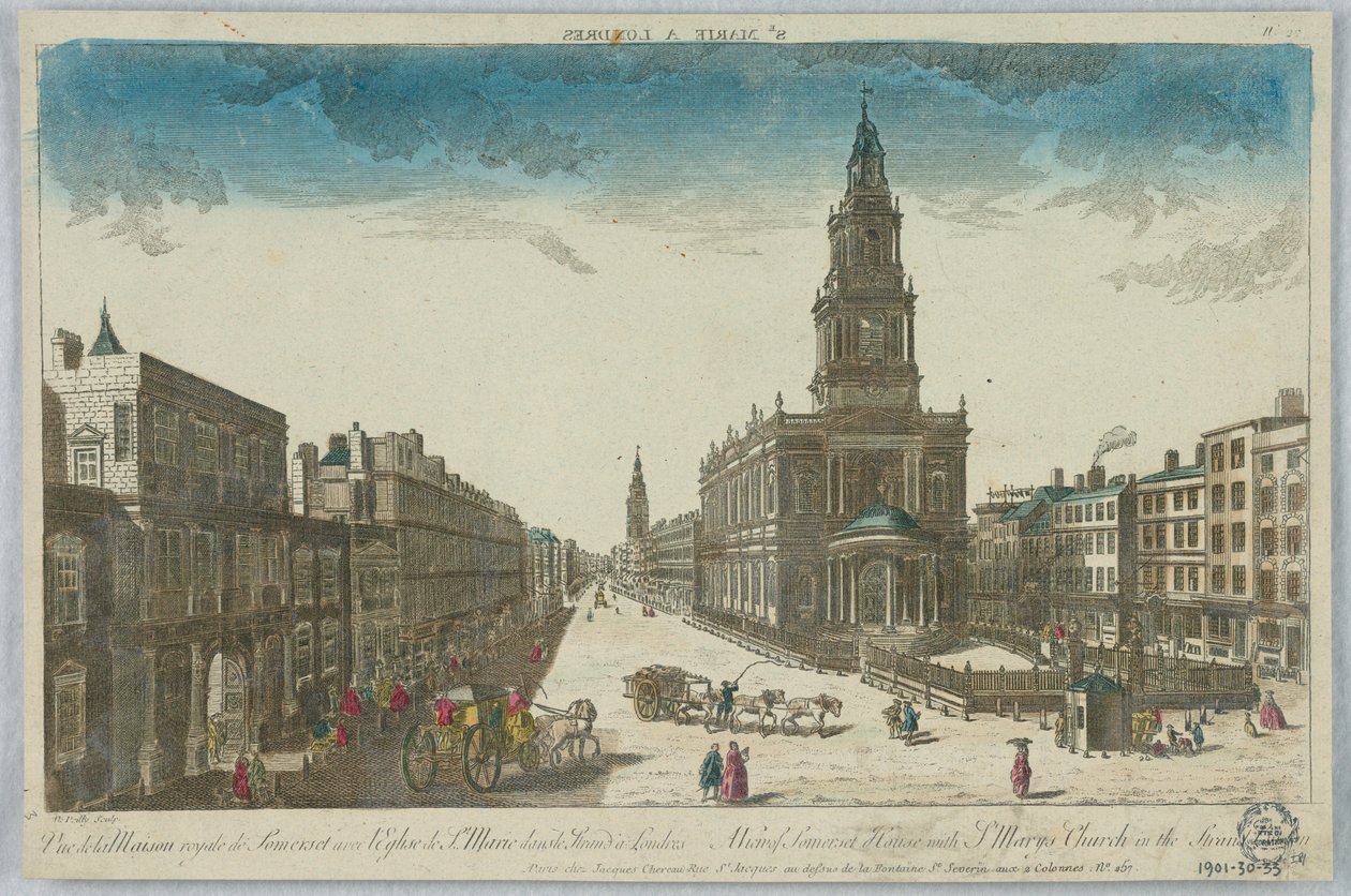 عرض زقزقة ، Vue de la Maison Royale de Somerset avec l'Eglise de St. Marie Dans le Strand à Londres (A View of Somserset House with St. Mary's Church in the Strand London) بواسطة نيكولاس جان بابتيست دي بويلي