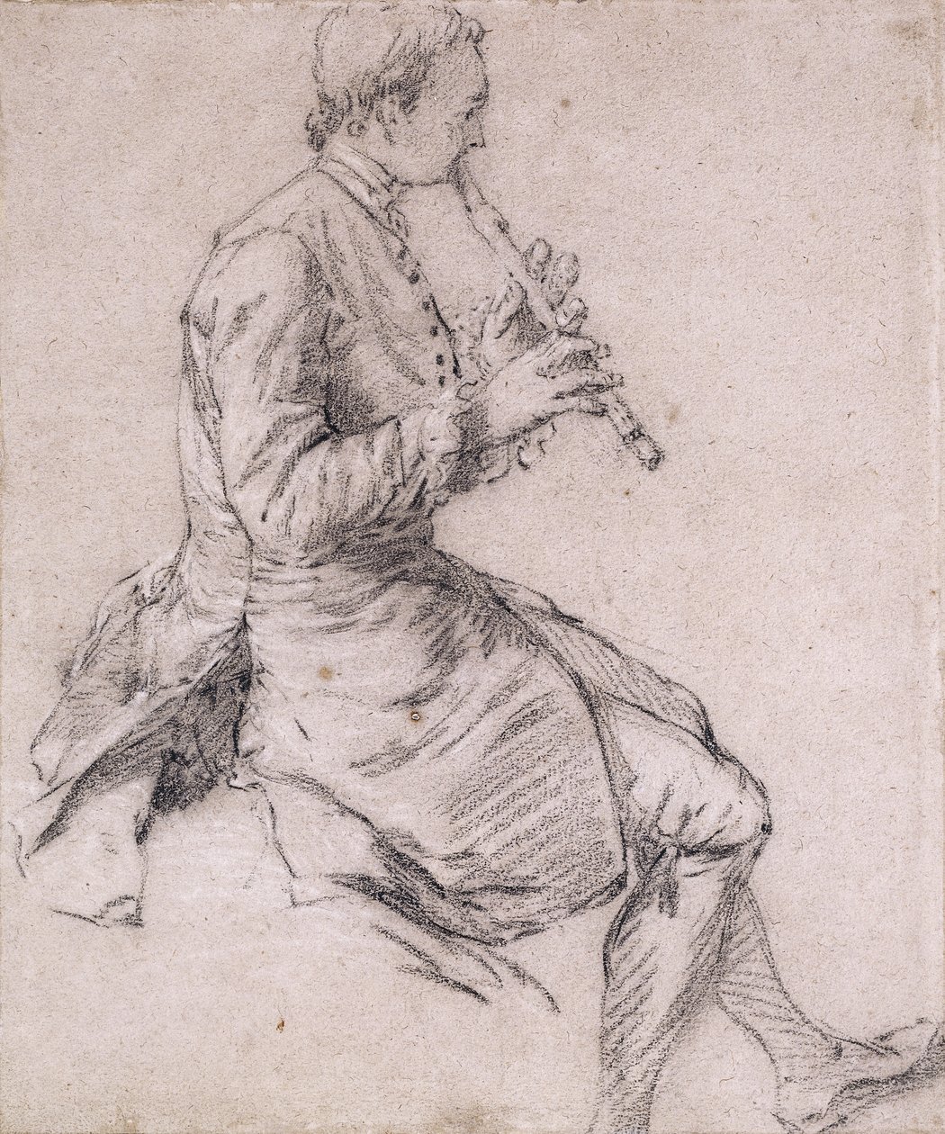رجل جالس يعزف على الناي ، في الملف الشخصي إلى اليمين ، c.1720s بواسطة نيكولاس لانكريت