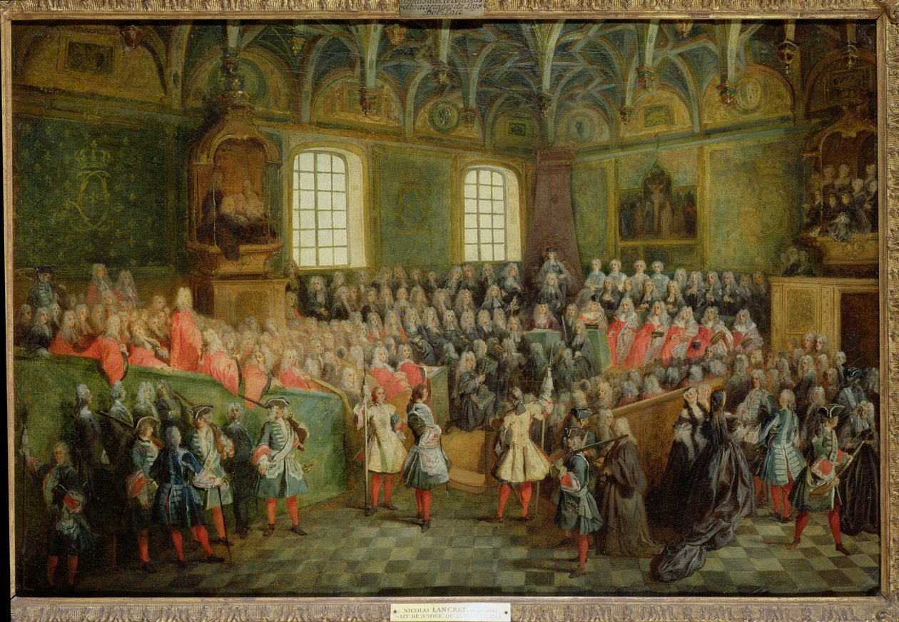 سرير العدالة الذي عقد في البرلمان بأغلبية لويس الخامس عشر (1710-1774) ، 22 فبراير 1723 بواسطة نيكولاس لانكريت