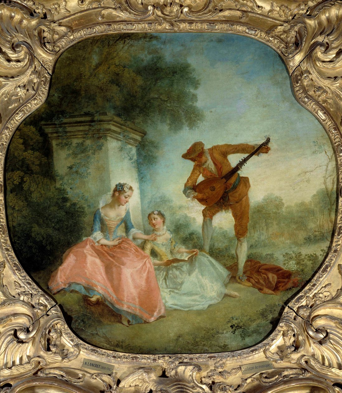 La lecon de musique Painting by Nicolas Lancret (1690-1743) 18th century Sun. 0,89x0,9 m. بواسطة نيكولاس لانكريت