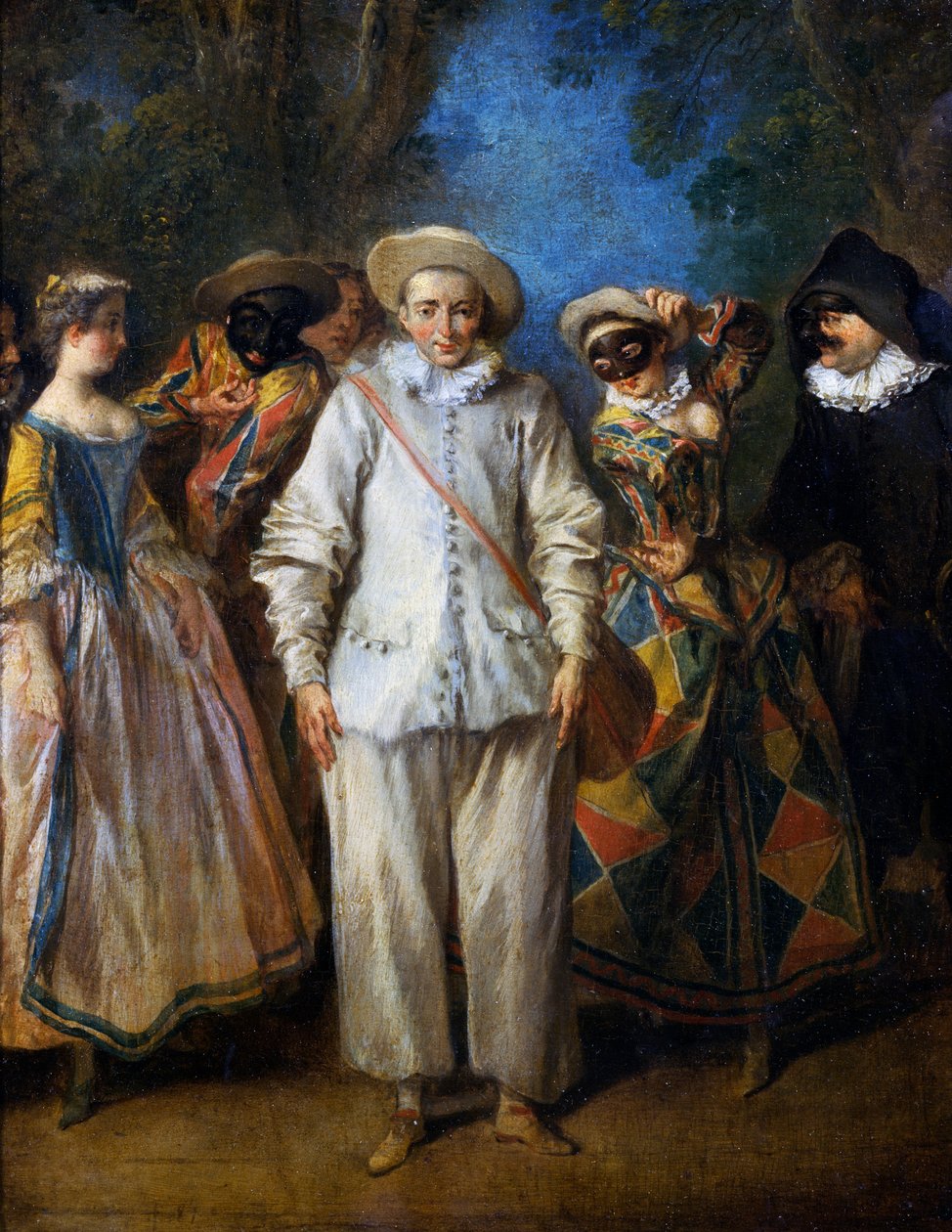 ممثلو الكوميديا الإيطالية ، لنيكولا لانكرت (1690-1743) ، زيت على لوح ، 25.5 × 22 سم. فرنسا بواسطة نيكولاس لانكريت