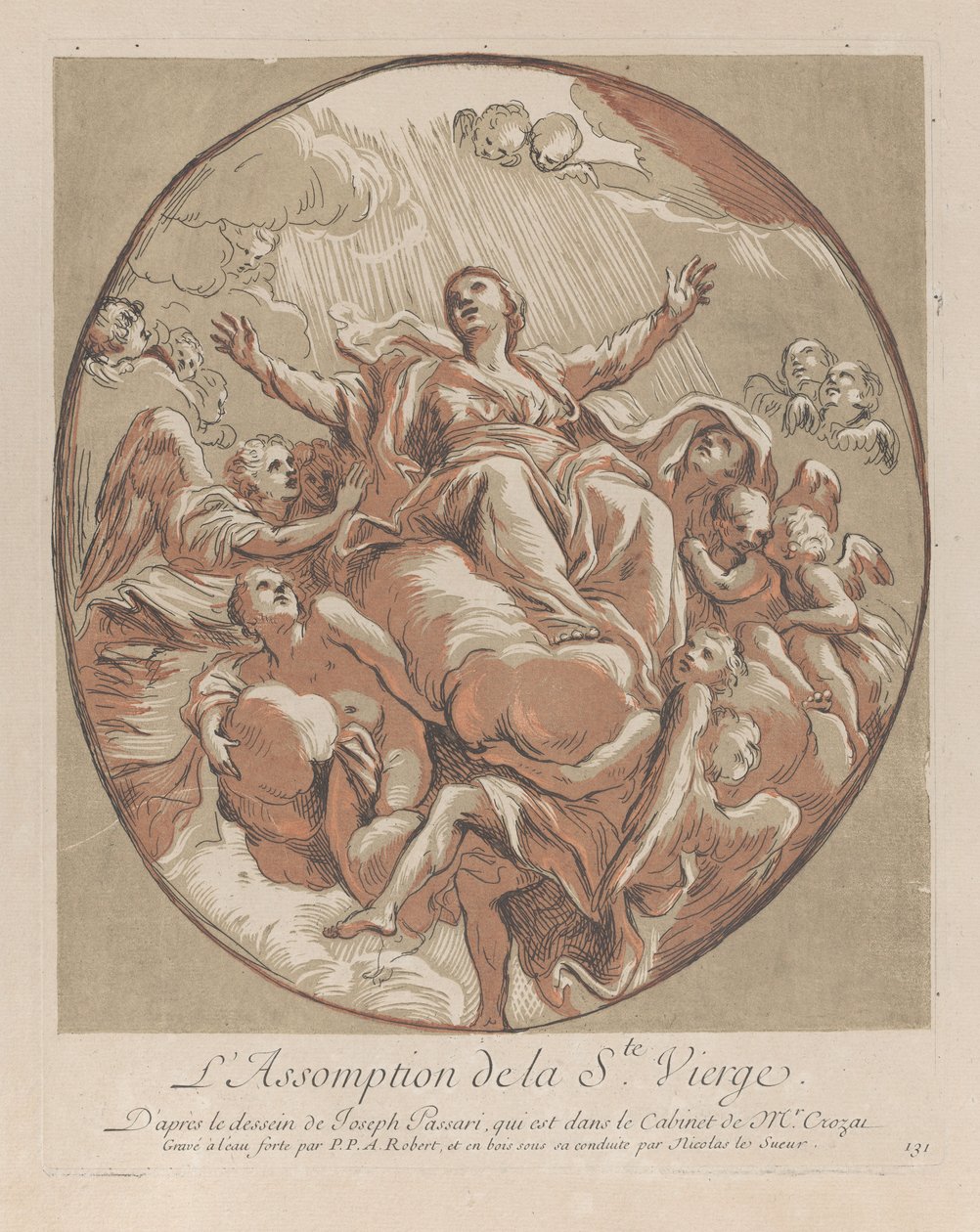 افتراض العذراء ، من مجموعة مطبوعات من أجمل اللوحات ... ، كاليفورنيا. 1729-40. بواسطة نيكولا لو سوير
