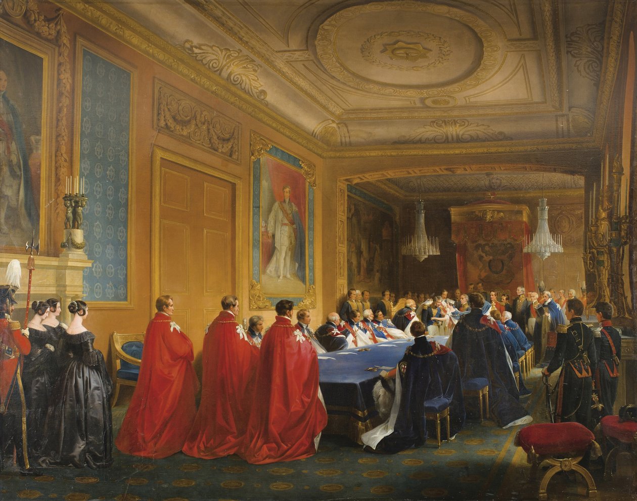 لويس فيليب (1773-1850) يتسلم وسام الرباط من يد الملكة فيكتوريا عام 1844 - تلقى لويس فيليب وسام الرباط من يد الملكة فيكتوريا الشابة من نيكولا لويس فرانسوا (نيكولا لويس فرانسوا) طفل (1787- بواسطة نيكولاس لويس فرانسوا جوس