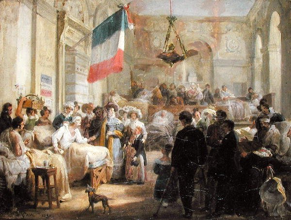الملكة ماري أميلي (1782-1866) تزور الجرحى في سيارة إسعاف دي لا بورس ، 25 أغسطس 1830 بواسطة نيكولاس لويس فرانسوا جوس