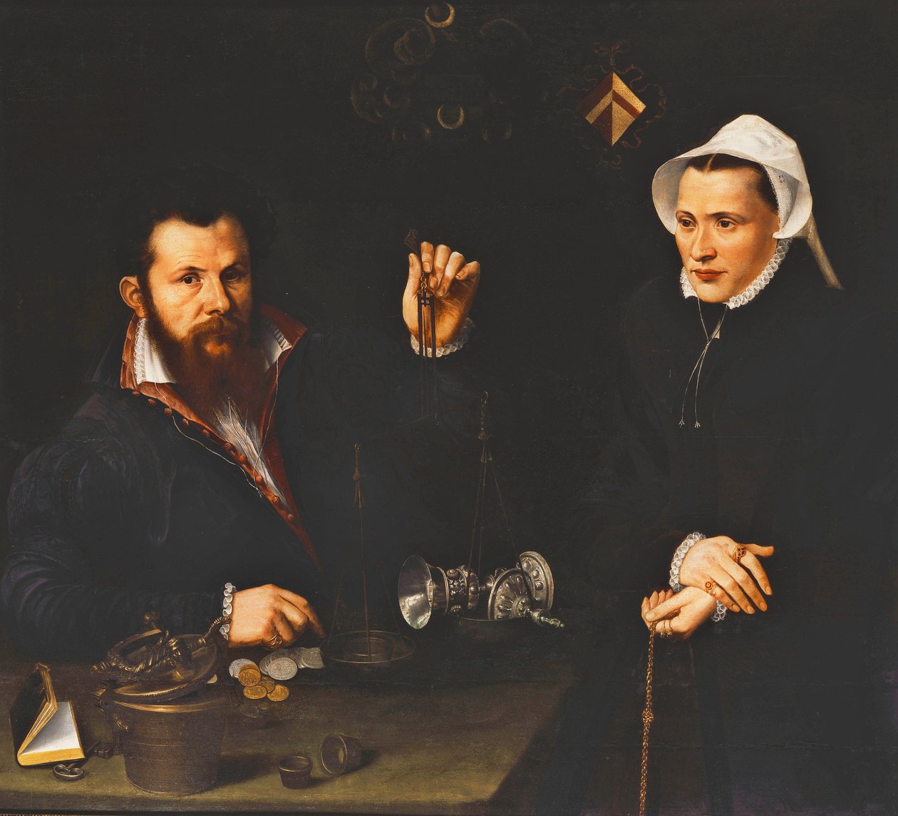 صورة سيد Essai وزوجته ، نصف طول ، c.1561-7 بواسطة نيكولاس نوفشاتيل