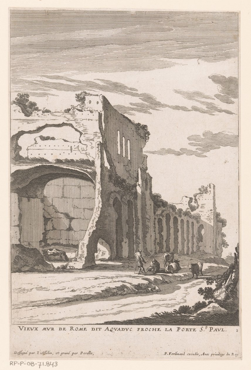 خراب قناة مائية في روما Vieux Mur de Rome dit Aquaduc proche la Porte St. Paul (العنوان على الجسم) بواسطة نيكولا بيريل