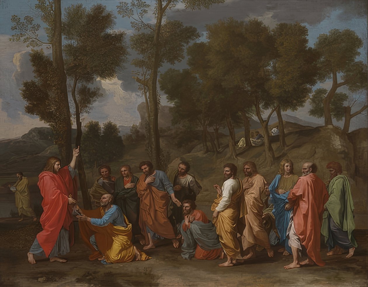 سر التقديس (المسيح يعطي مفاتيح بطرس). حوالي 1637-40 بواسطة نيكولاس بوسين