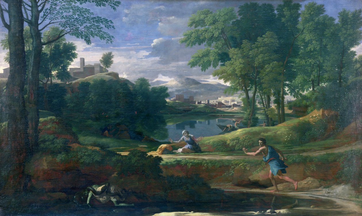 منظر طبيعي لرجل قتله ثعبان ، حوالي عام 1648 (زيت على قماش) بواسطة نيكولاس بوسين