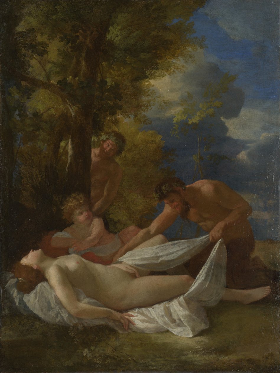 حورية مع Satyrs، ca 1627 بواسطة نيكولاس بوسين
