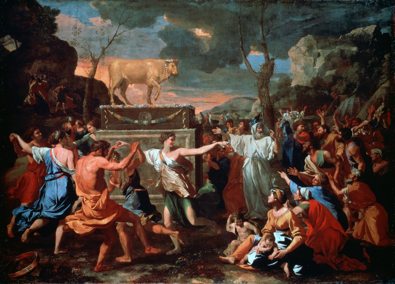 عشق العجل الذهبي ، c1635 بواسطة نيكولاس بوسين