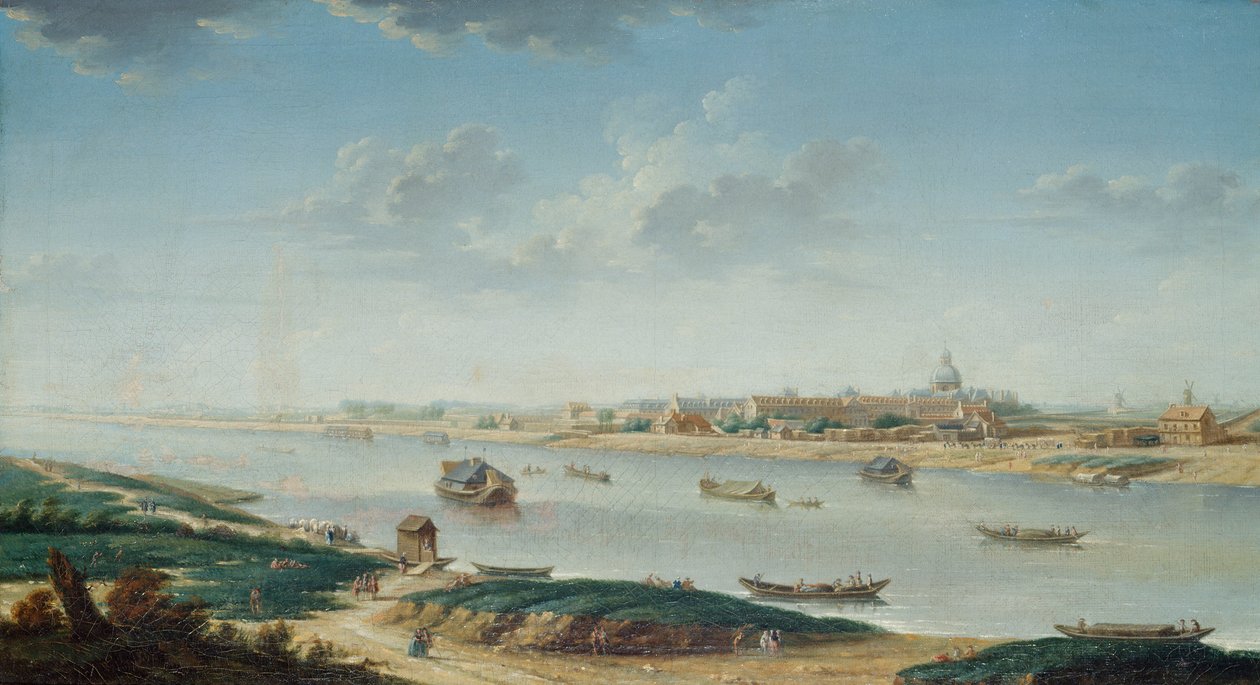 Salpêtrière كما يظهر من لارابي، حوالي 1752 (زيت على قماش) بواسطة نيكولاس راجوينت