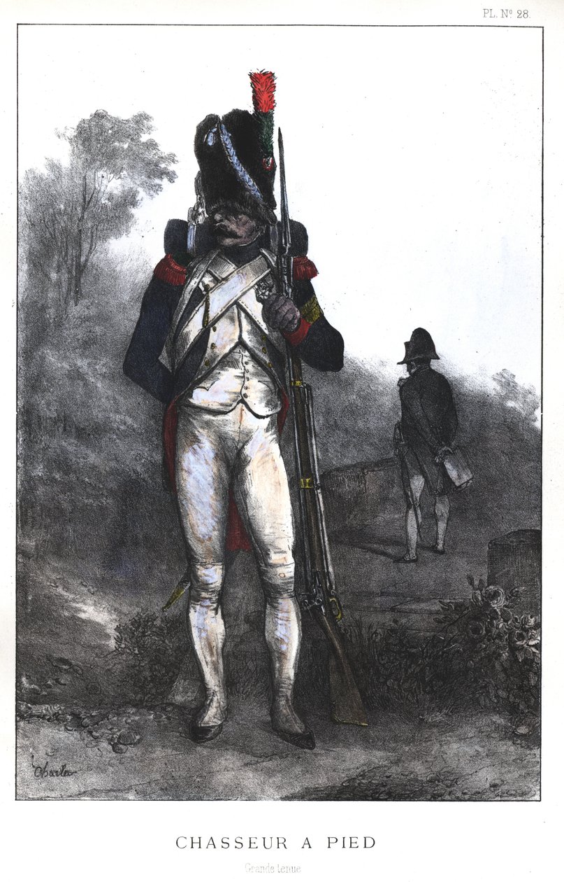 الحروب النابليونية ، الجيش الفرنسي ، مطاردة القدم للحرس الإمبراطوري في لباس كامل ، 1845 بواسطة الكسندر جبرائيل (بعد) ديكامبس