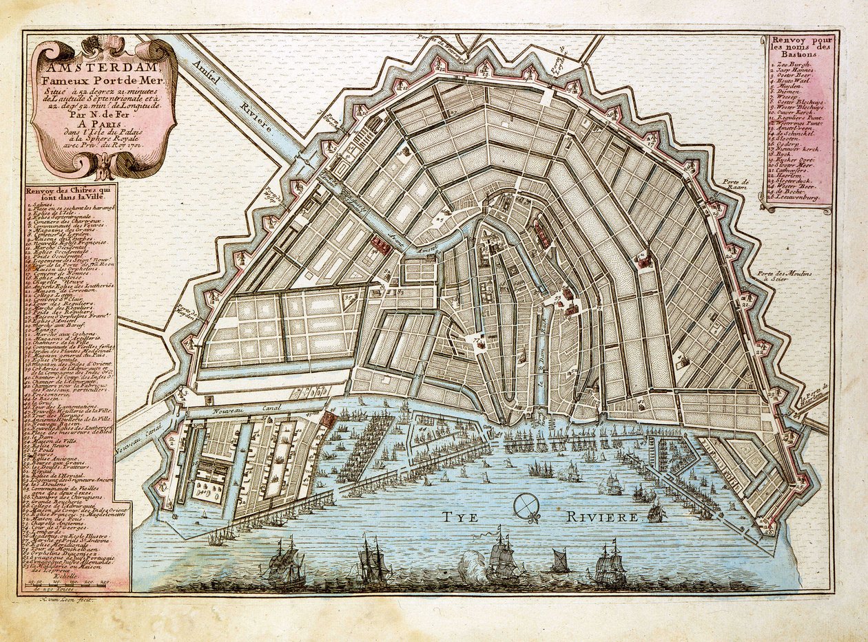 خريطة أمستردام. أطلس نيكولا دي فير (1646-1720) ، باريس 1700. بواسطة نيكولاس دي فير