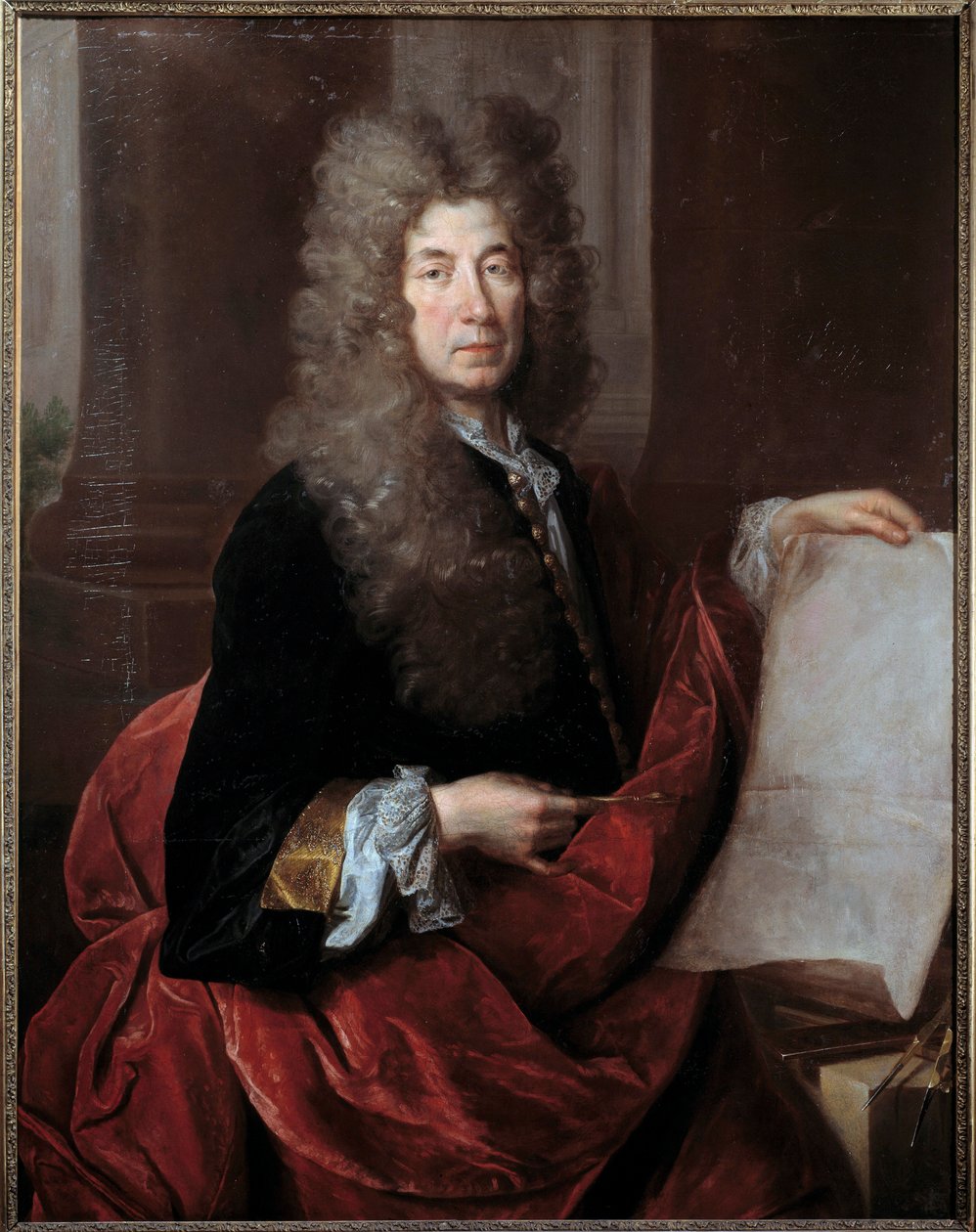 صورة لجول هاردوين مانسارت (1646-1708) مهندس معماري ومشرف على مباني الملك لويس الرابع عشر رسم نيكولاس دي لارجيليير (1656-1746) القرن السابع عشر ميتز ، متحف الفنون الجميلة بواسطة نيكولاس دي لارجيليير
