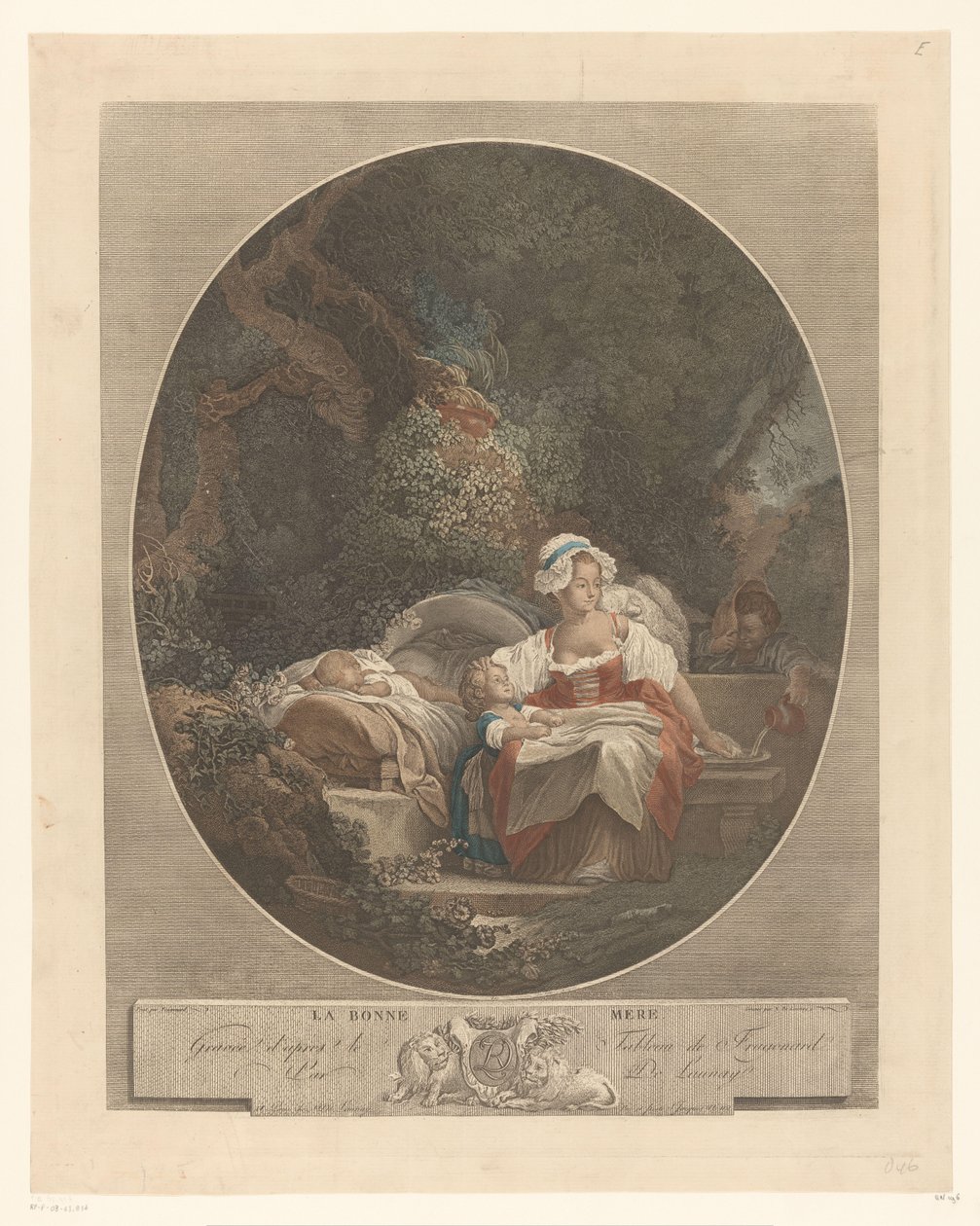 أم مع أطفال في منظر طبيعي لا بوني مجرد (العنوان على الكائن) بواسطة نيكولاس دي لوناي (غودسميد)