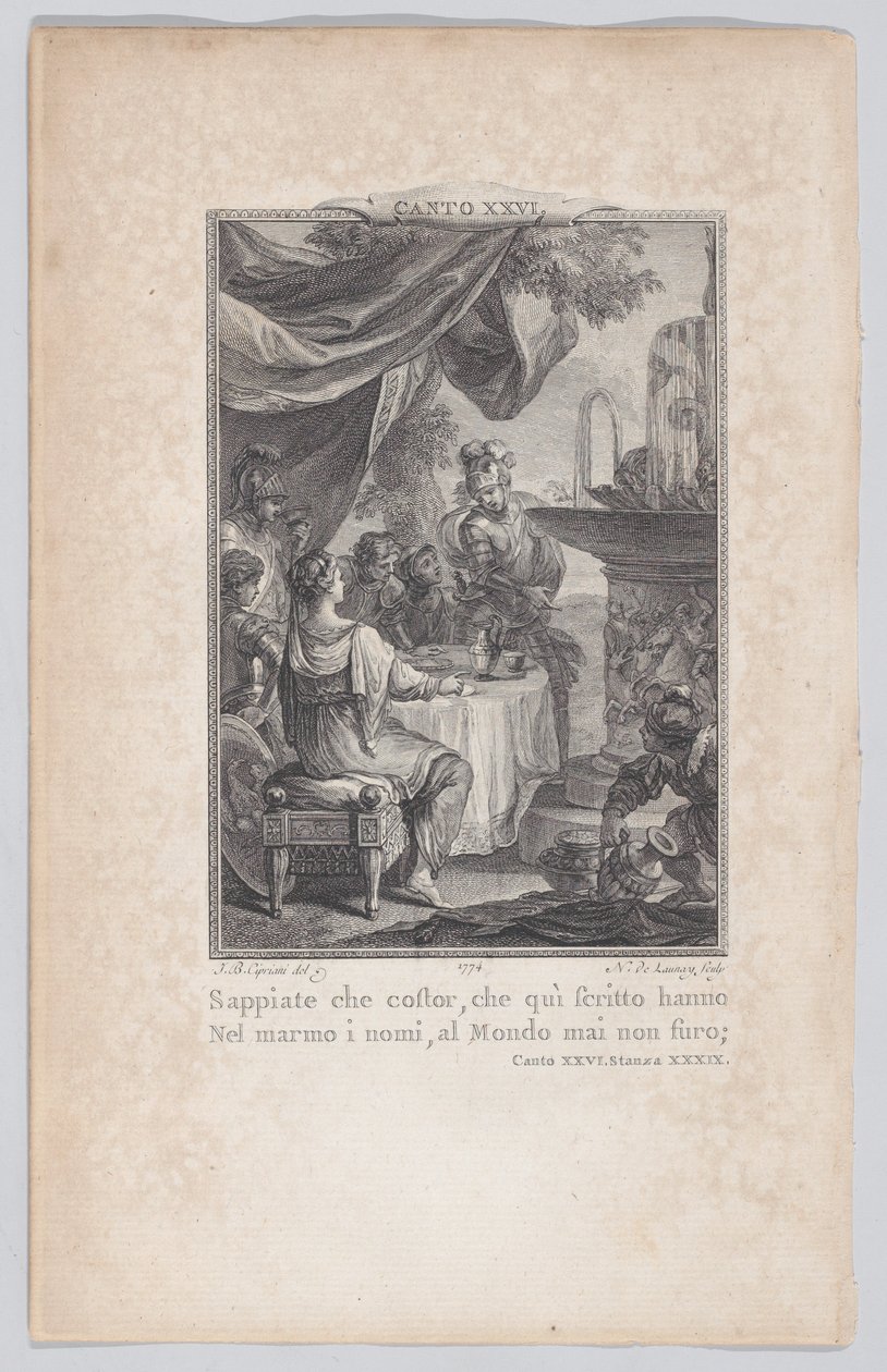 26 كانتو ، الجزء 39 ، من أورلاندو فوريوسو ، 1774. ، 1774. بواسطة نيكولاس دي لوناي