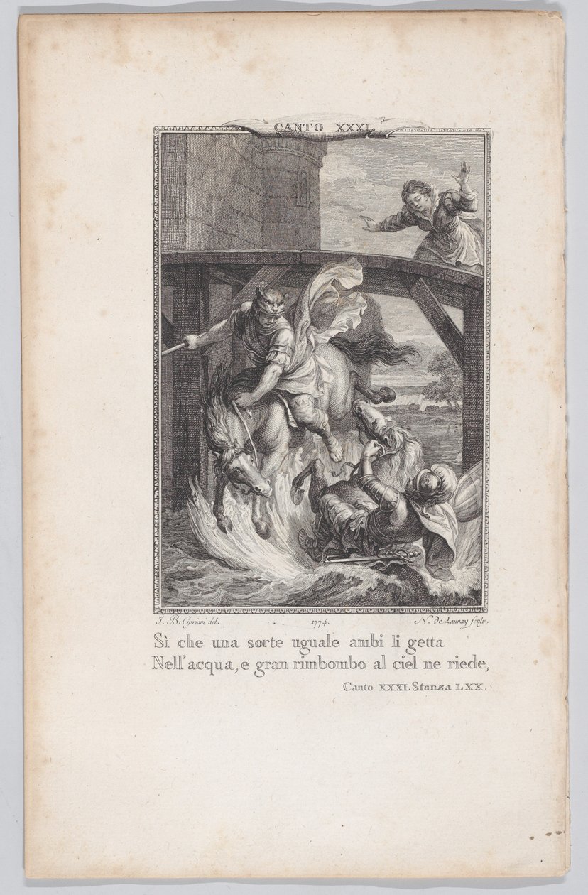 كانتو 31 ، غرفة 70 ، من أورلاندو فوريوسو ، 1774. ، 1774. بواسطة نيكولاس دي لوناي