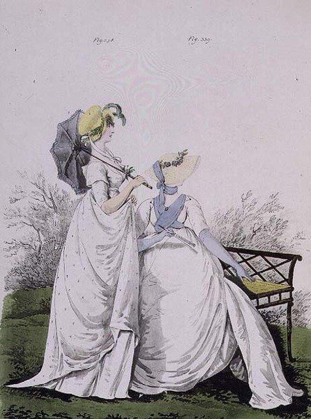 فساتين الصباح التين. رقم 338 و 339 من المجلد الثاني لـ Nikolaus Heideloff's Gallery of Fashion ، يونيو 1802 (طباعة) بواسطة نيكولاس فون هايدلوف