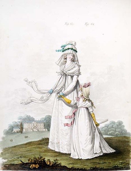 الأم والطفل في ثوب الصباح من معرض الأزياء نيكولاس هايدلوف ، المجلد الثاني ، أغسطس 1795 (طباعة) بواسطة نيكولاس فون هايدلوف
