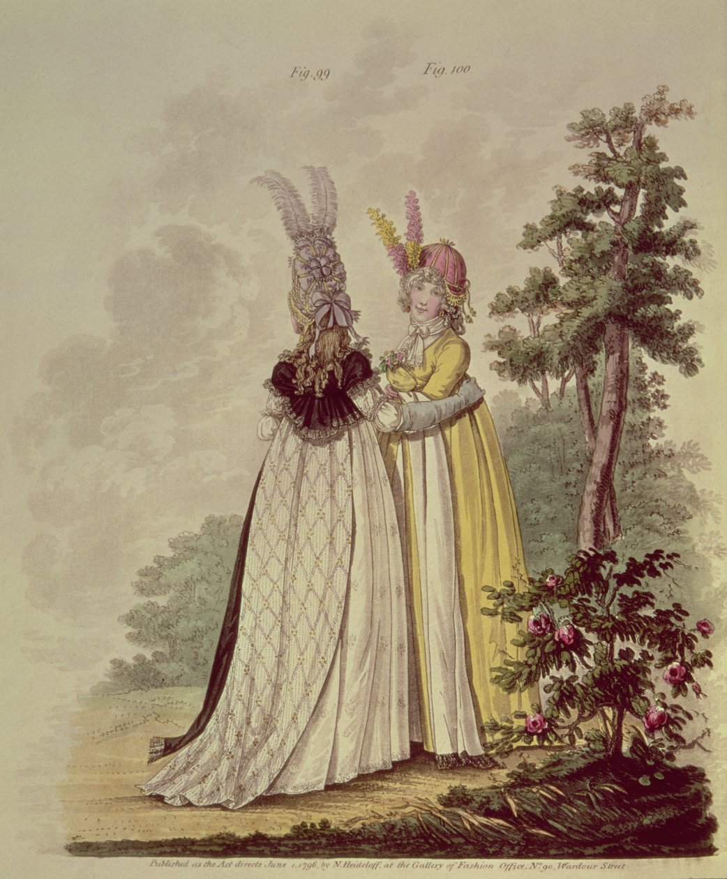 فساتين المشي من معرض الأزياء لـ N. Heideloff ، 1796 (أكواتينت) بواسطة نيكولاس فون هايدلوف